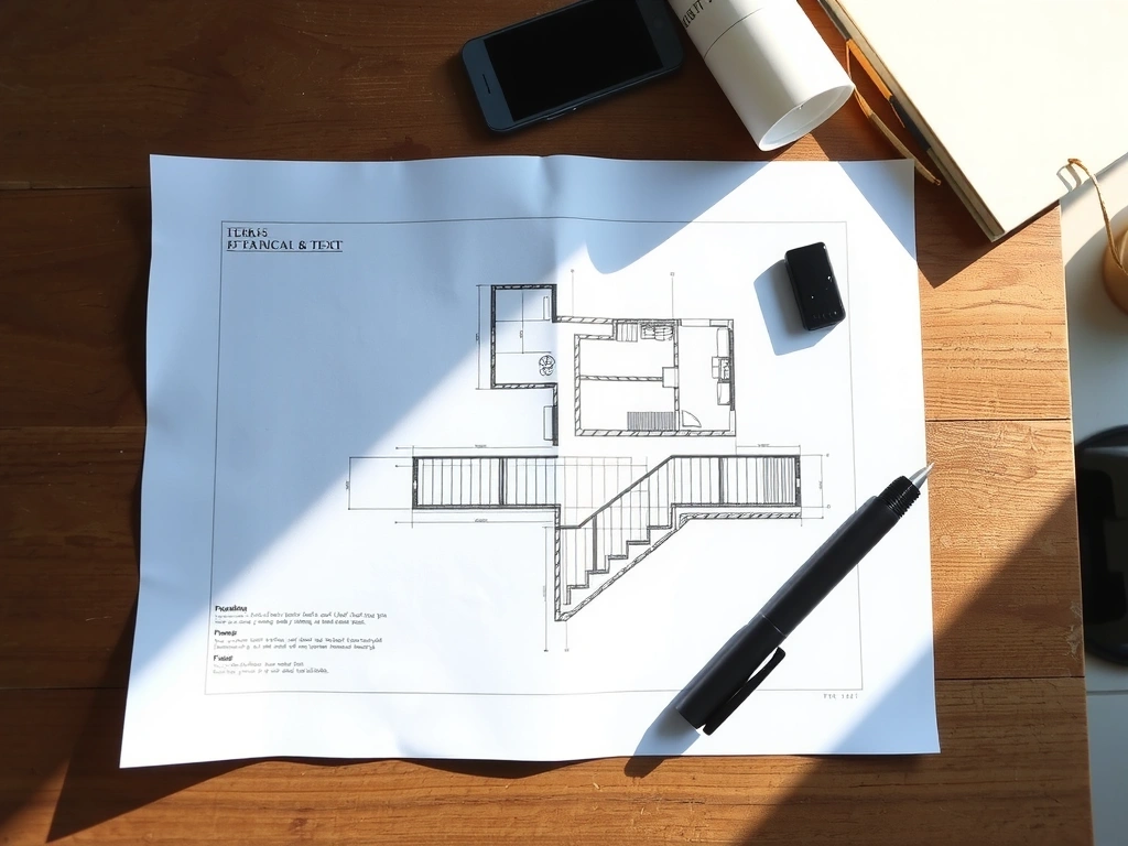 Architectural sketch on desk